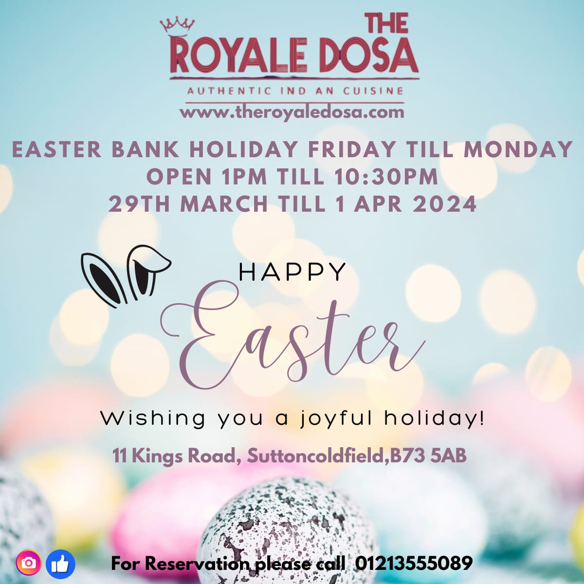 Easter weekend Holiday Opening Times